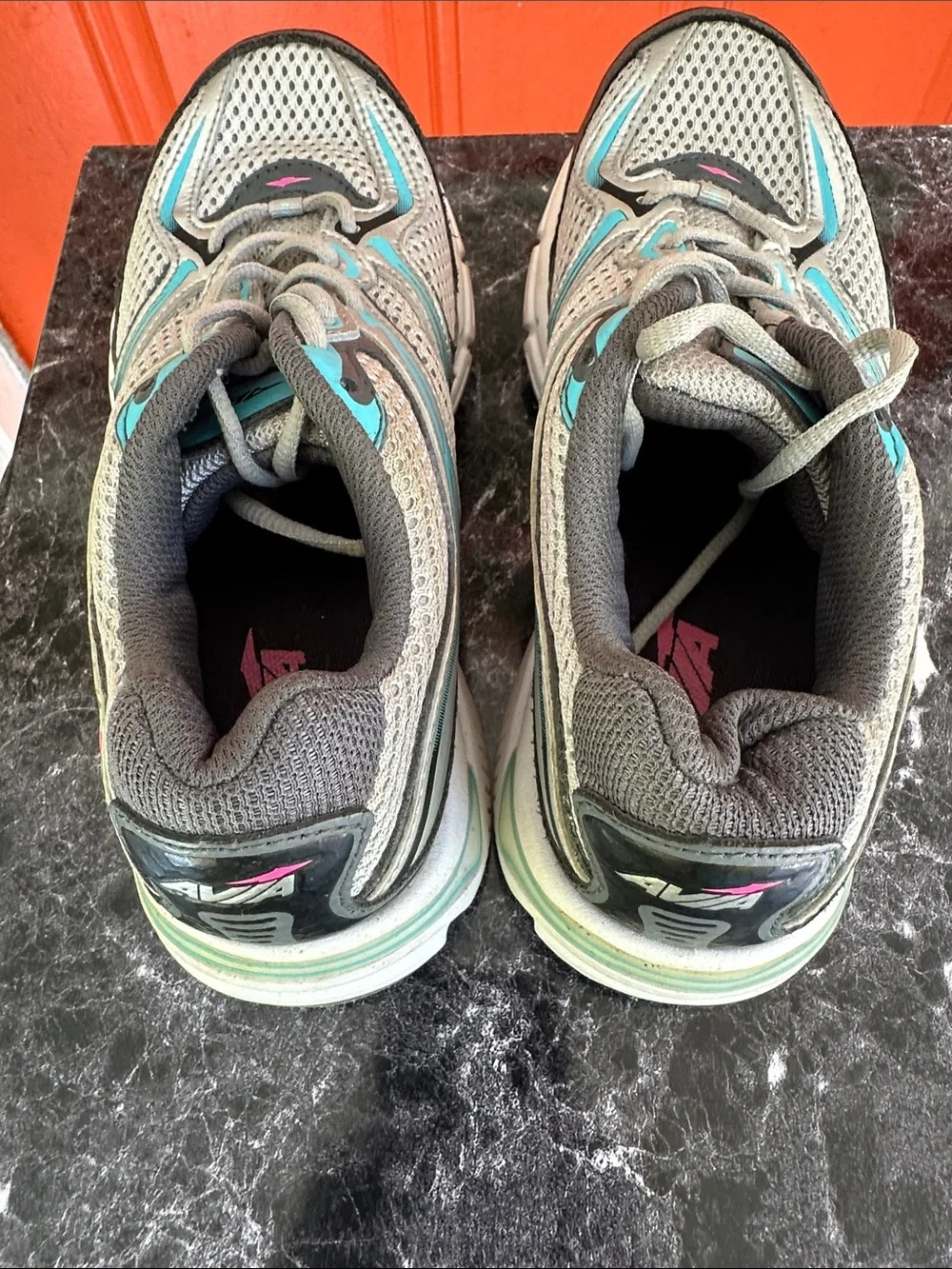 Avia Women's Gray and Teal Athletic Sneakers - Mesh Running Shoes
